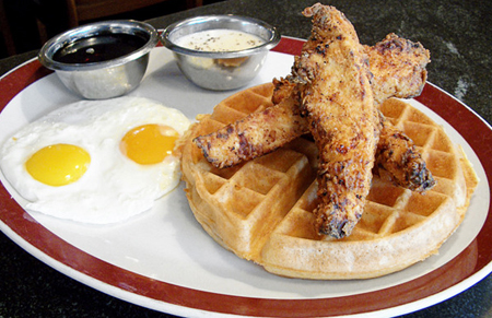 Picture of fried chicken and fried eggs