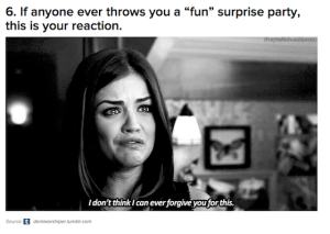 Introverts hate surprise parties